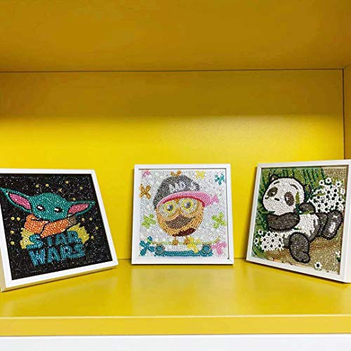 H&G MASTER Diamond Painting Kit for Adult Kid, 5D Children Gem Painting Kit by Numbers with Wooden Frame，1 Pack，5.95.9 Inches(Owl)