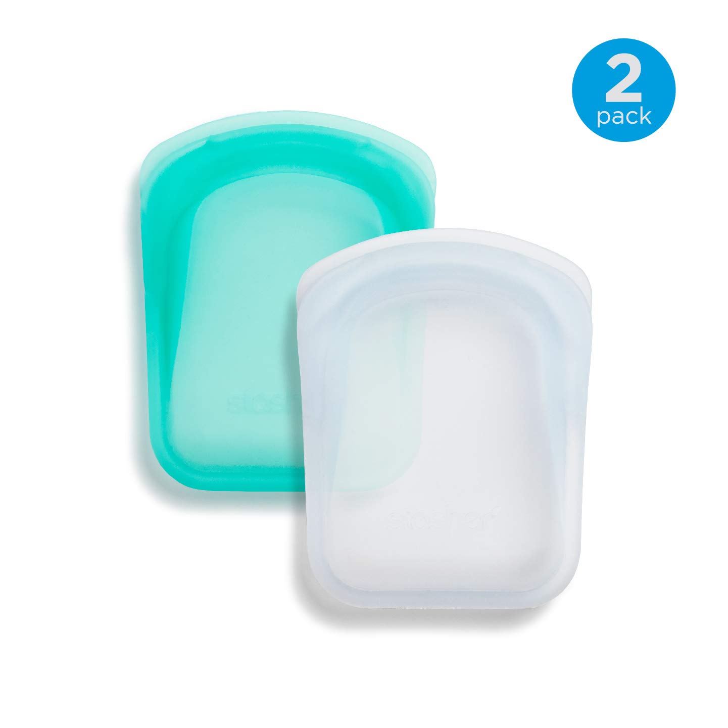 Stasher Pocket 100 Silicone Reusable Bags, Clear + Aqua Amazon.co.uk