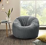 Beautiful Beanbags Jumbo Cord Beanbag Chair Lounger Grey Recliner view 3