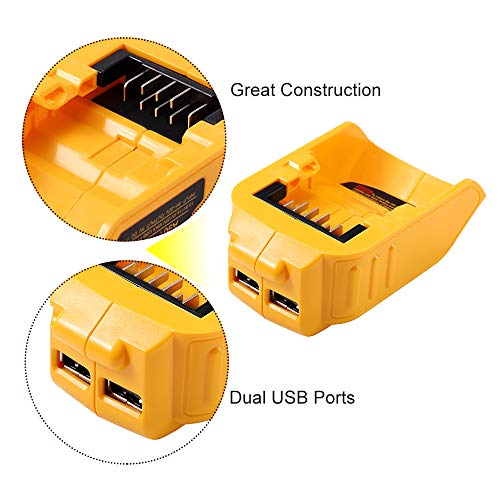 12V/20V Max 2 Port USB Power Source Compatible with Dewalt DCB090 Converters Dewalt USB charger Adapter for Lithium Battery - Thumbnail 5