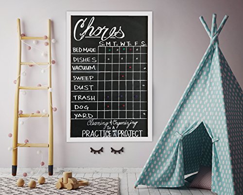 White Framed Premium Surface Magnetic Large Chalk Board- 24"x36" Perfect for Chalk Markers and Home Decor