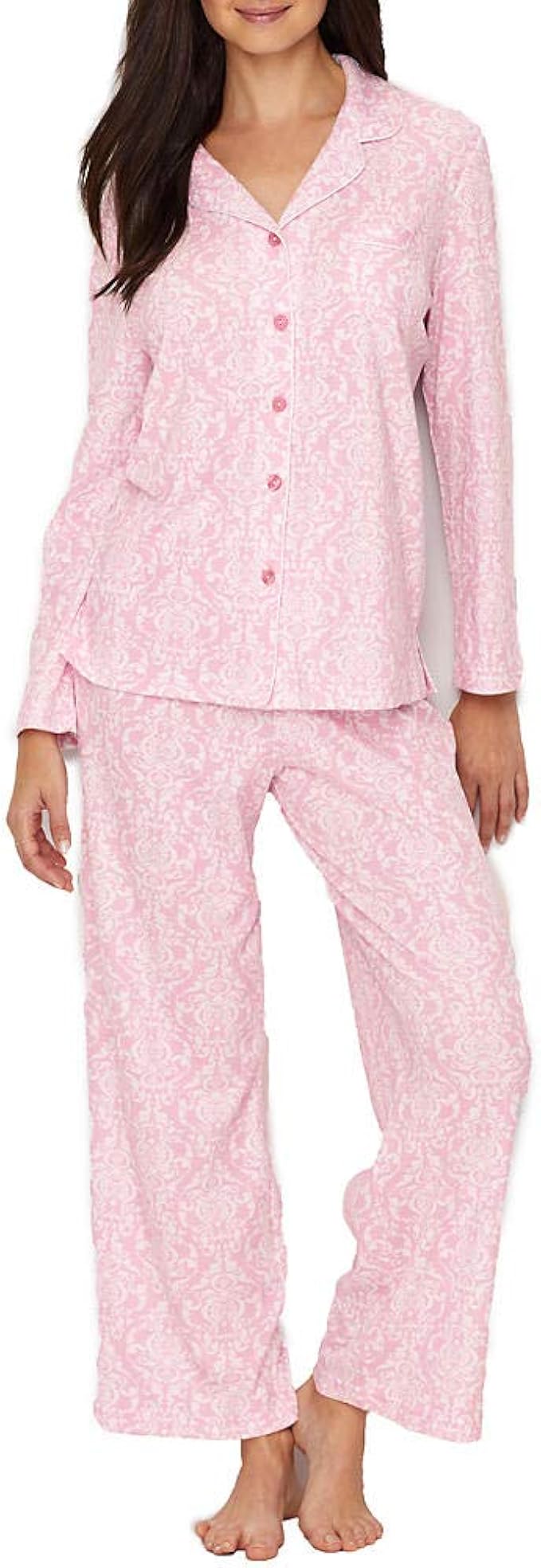 Karen Neuburger Women's Pajama LongSleeve Girlfriend Pj Set, White
