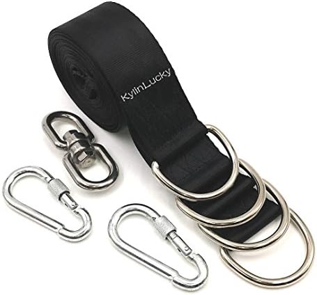 Single 10 Ft Nylon Swing Strap For Swing On tree | Swing Set Kit With Stainless Steel Rings &amp; Locker Catches &amp; 360 Buckle