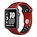 UMTELE Nike Series 2 Soft Silicone Replacement Sports Watch Strap with Ventilation Holes for Apple Watch, Small/Medium, Red/Black, 38mm
