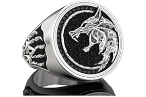 EZUY GNAY Mens Wolf Ring Jewelry Stainless Steel Ring Viking Ring Wizard Warrior Hunter Wolf Head Rings Gift For Men