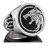 EZUY GNAY Mens Punk Wolf Head Ring Stainless Steel