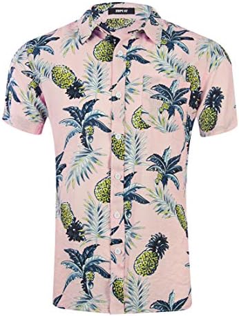ZHPUAT Men's Hawaiian Shirt Short Sleeve Beach Party Flower Button Down Shirts