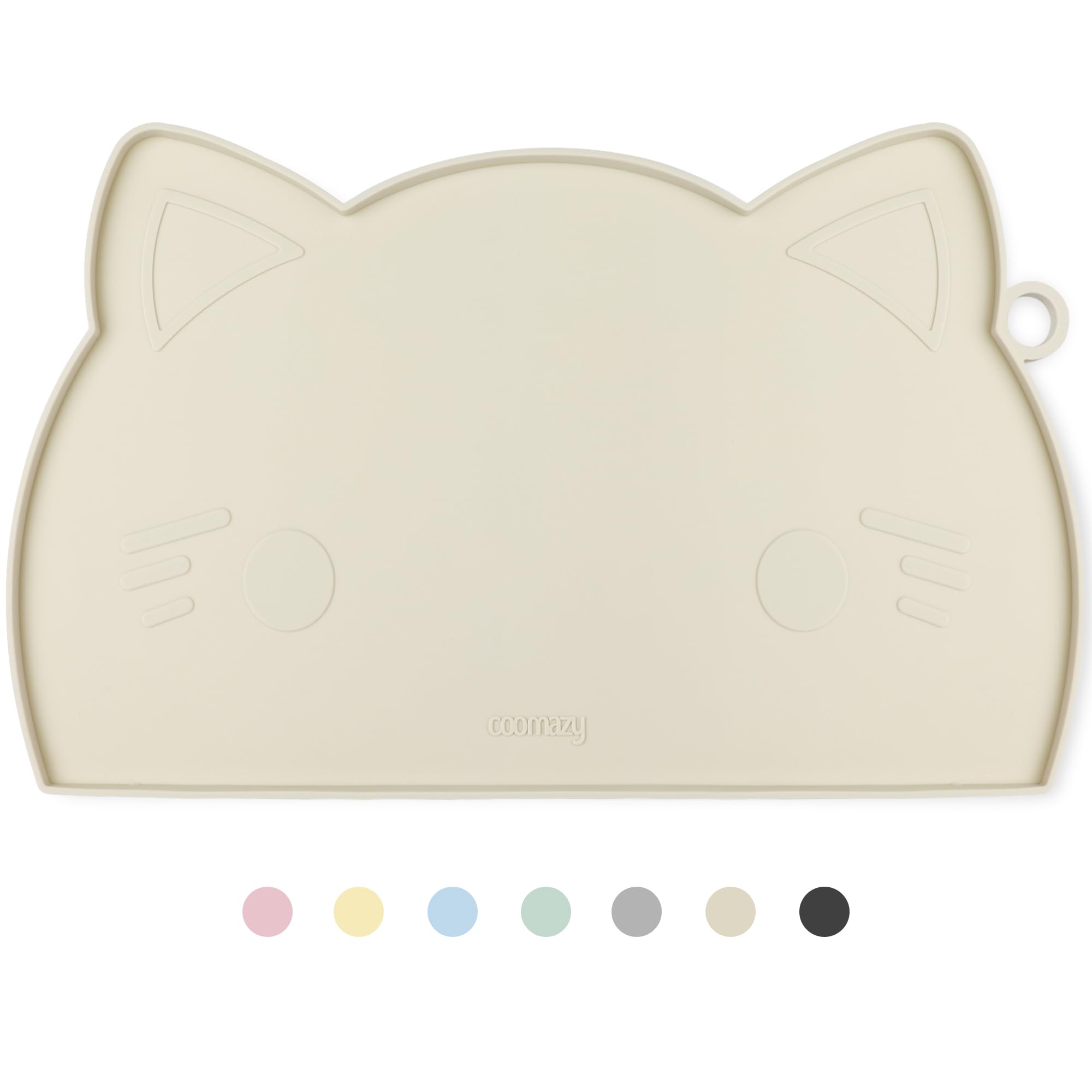 Photo 1 of Coomazy Cat & Dog Feeding Mat, Thicker Non-Slip Silicone Mat with Raised Edge, Waterproof for Food & Water (Beige, Medium)
