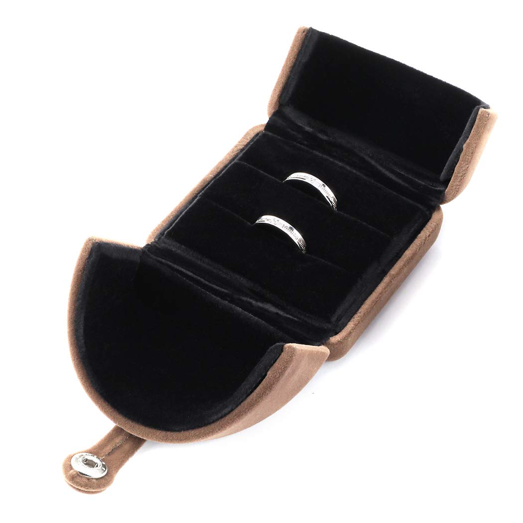 iSuperb Flannel Ring Box for Proposal, Earrings Stud Jewelry Case for Women Double Rings Box Jewellry Display for Wedding and Gifts, 6.5x6x5cm