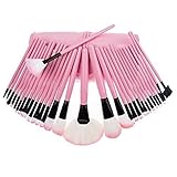 Afunti 32 Pcs Professional Cosmetic Makeup Brush Set Kit Powder Foundation Eyeshadow Eyeliner Lip Cosmetic Brushes with Synthetic Leather Case (Pink)