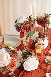 Ling's Moment Artificial Flowers Burnt Orange Roses