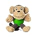 EETOYS Plush Squeaky Dog Toys with Durable Chew Rubber Ball Body for Small Dogs Puppy Teething (Monkey)