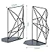 SRIWATANA Book Ends Black, Decorative Metal Bookends for Shelves(2 Pairs/4 Pieces)