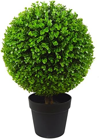 Antigreen Boxwood Artificial Topiary Trees - 24" High 16" Diameter Ball Shaped Indoor/Outdoor Faux Boxwood Tree