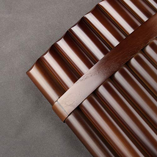 22/25 Pipes C Key Professional Pan Flute Chinese Traditional Musical Instrument Pan Pipes Easy to Learn with Exquisite Brown Pan Pipes Flute and Black Leather Bag (25-Right Hand) - Thumbnail 3
