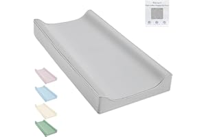 NAVARI Vegan Leather Changing Pad Cover - 31"X 16" - Waterproof Wipeable, Extra Thick & Portable & Non-Slip Diaper Mat - Fits Standard Changing Tables for Baby Boy Girl (Gray)