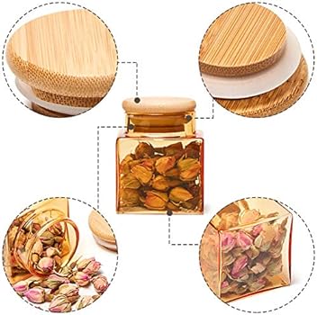 Ezoware 10 Bottles Colorful Glass Jar Set Mini Square Air Tight Spice Jar Storage Canister Decorative Containers With Natural Bamboo Lid For Kitchen Bathroom Home Decor Favors 100ml Buy Online At Best