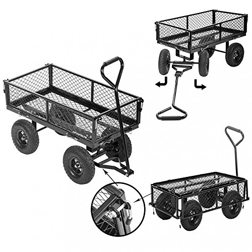 Heavy Duty Steel Wagon Cart Garden Dump Lawn Utility Trailer Yard BestMassage - Thumbnail 2