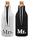 Bridal Shower Gift Bottle Coolie Mr. and Mrs. 2 Pack Bottle Drink Coolers Coolies BlackWhite