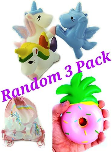 Squishy Unicorn Package Squishies Jumbo Pack Rainbow Kawaii Squishies Magical Blue Unicorns, Stress Relief Ball for Girls, Toys, Party Supplies, Gifts Bags, and Favors by Lucky Pineapple