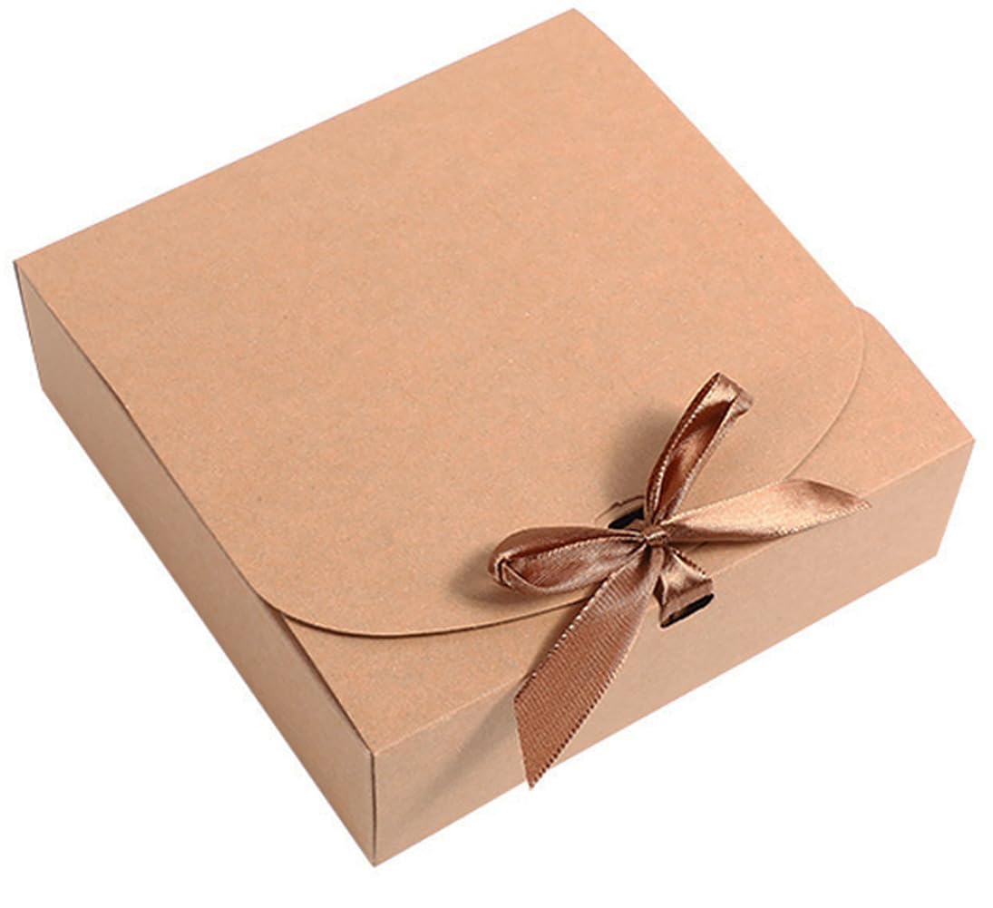 Photo 1 of 10 Present Gift Boxes, 16x16x5cm Rectangle Paper Gift Box with Lid & Bow Ribbon, Party Favor Bags Paper Presentation Boxes for Parties, Christmas, Birthday, Wedding, Packing Dress, Gloves, Soap etc