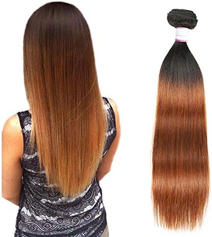 1B/30# Ombre Brazilian Virgin Hair Extension 10 Inch One Bundles Silky Straight Hair 10A Grade Remy Human Hair Weave Extensions Black To Brown Color