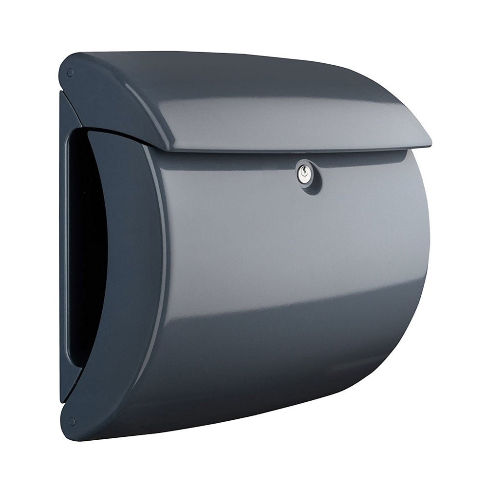 BURG-WÄCHTER Letterbox with Newspaper Compartment without Nameplate, Plastic, A4 Size Letter Slot, 2 Keys, Piano 886 G, Granite