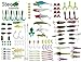 steady Essentials Fishing Tackle Beginner Kit (183 Pcs!!) Assortment, Novice, Bass Worms, Lure Trout, Salmon, Catfish, Metal Hooks, Includes Crankbaits, Bait Jigs, Spoons, Trout Spinner, Soft Plastic