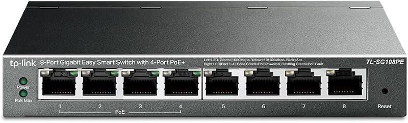 TP-Link TL-SG108PE Easy Smart Switch 8 Port Gigabit 4 PoE+ 55W PoE Managed