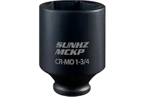 SUNHZ MCKP SUNHZMCKP 1/2 Inch Drive Impact Socket, SAE 1-3/4 In Deep Socket, CR-MO, 6 Point Axle Nut Socket for Easy Removal of Axle Shaft Nuts (1-3/4)