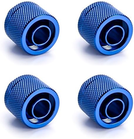 Enzotech G1/4" to 3/8" ID, 5/8" OD Compression Fitting for Soft Tubing, Blue, 4-Pack