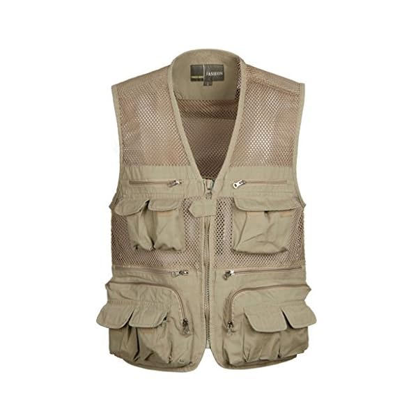 Mens-Multi-Pocket-Zip-Mesh-Vest-Hunting-Fly-Fishing-Jacket-Outdoor-Travel-Photo-Director-Quick-Dry-Waistcoat-KhakiArmy-Green-L-XXXXL Mens-Multi-Pocket-Zip-Mesh-Vest-Hunting-Fly-Fishing-Jacket-Outdoor-Travel-Photo-Director-Quick-Dry-Waistcoat-KhakiArmy-Green-L-XXXXL