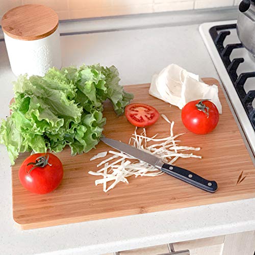 Extra Large Bamboo Cutting Board for Kitchen & Dish Drying Tray | Wooden Chopping Board | Wood Cutting Board | Simple Dish Drainer - Thumbnail 4