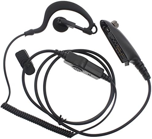 RUKEY Multi-Pin G Shaped Scalable Curly Cable Ear Hook Earpiece Headset for Motorola GP328 HT1250 PRO7150 MTX960 PTX760
