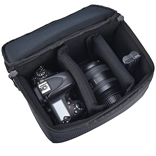 ALLCACA Waterproof Camera Insert Bag Shockproof Camera Inner Case High-capacity Camera Partition Bag with Detachable Dividers, Suitable for Digital Single Lens Reflex, Black (Waterproof - 261514cm)