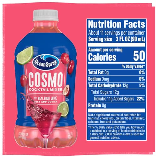 OCEAN SPRAY® COSMOPOLITAN COCKTAIL MIXER, DRINK MIXER MADE WITH REAL FRUIT JUICE, 32 FL OZ BOTTLE