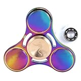 Syourself Titanium Alloy Tri-Spinner Hand Fidget Toy, +1 Replacement Hybrid Ceramic Bearing- 5-7 mins High Speed & Quiet Spin EDC Focus Toy for Stress Relieve Anxiety Adult Children(Round Rainbow)