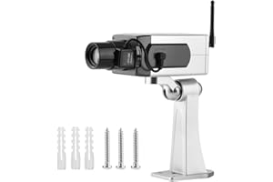 ZERONE Fake Security Camera, Emulation CCTV Auto Rotation Movement Security Camera Surveillance System with Realistic Look Flashing LED for Home Store Indoor