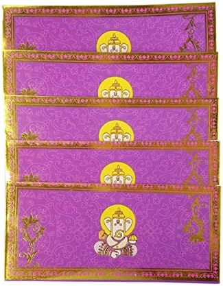 Diwali Gift Return Gifts Premium Shagun Gift Envelope (Pack of 5) Money Holder Card Fancy Packet for Christmas Diwali Easter Birthday Wedding Anniversary Designer Invitation Envelopes (Ganesh :-2)
