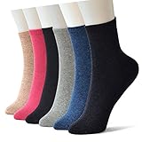 Skola Women's Value 6Pairs Pack ComfortBlend Crew Ankle Casual Cotton Socks,Solid Design Soft & Stretchy Dress Everyday