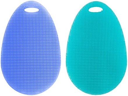 MIBOW Silicone Dish Scrubber Dishwashing Cleaning Brush For Kitchen Wash Pot Pan Dish Bowl / Wash Fruit and Vegetable Bathing and Washing Face,Food-grade Silicone,2 Pack