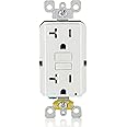 Leviton GFCI Outlet, 20 Amp, Self Test, Tamper-Resistant with LED Indicator Light, Protection from Electric Shock and Electrocution, GFTR2-W, White