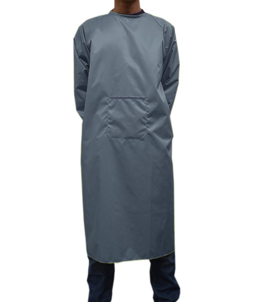 UE STORE Adults Long Sleeve Cooking Kitchen Apron Waterproof Butcher Artist Apron (Gray) — image 1