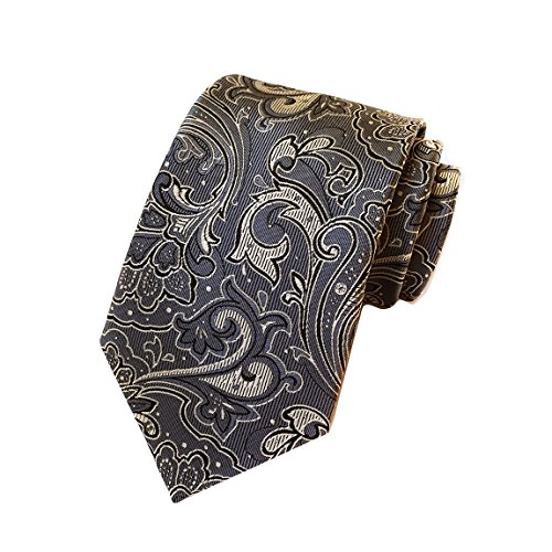 MENDENG New Classic Paisley Gray JACQUARD WOVEN Silk Men's Business Tie Necktie