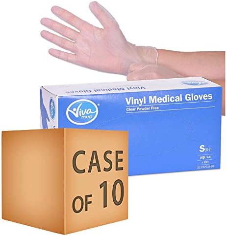Case Saver 10 x Viva Medi Powder Free Vinyl AQL 1.5 Medical Gloves - Small - Pack of 100
