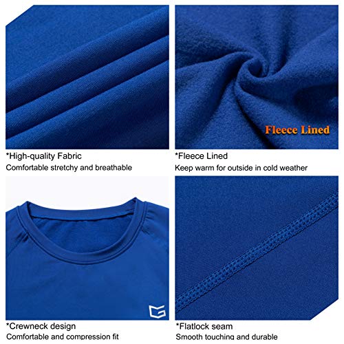 image for G Gradual Boys' Compression Shirt Youth Fleece Thermal Long Sleeve Col