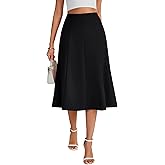 KIFOVEN Women's A Line Elastic High Waist Loose Fit Office Elegant Midi Skirt