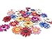 Wooden Buttons, Retro Flower-Shaped Pattern Decorative Button,Novelty Mixed Round 2 Holes Buttons Pack of 50(Multicolored-Flower)