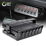 80-Amp On/Off Switch Box [20A Rocker Switches] [LED Backlit] [12AWG Input Wire] 12V SPST 6-Gang Rocker Switch Panel for Automotive