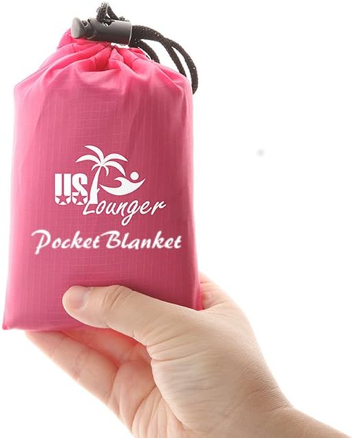 US Lounger Large Rose Red 82.5" x 55" Pocket Blanket for Parks, Picnics, Beach, Camping, Hiking, Outdoors - Lightweight, Compact, Portable, Waterproof, Puncture Proof - Durable Polyester Fabric